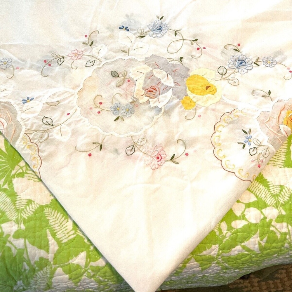 Vintage Chinese Fine Embroidered  Round Table or Bed cloth or even skirt.